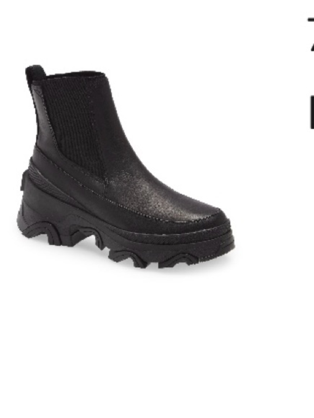 SOREL Brex Waterproof Black Leather Chelsea Boot Lug Platform Sole Size 7
